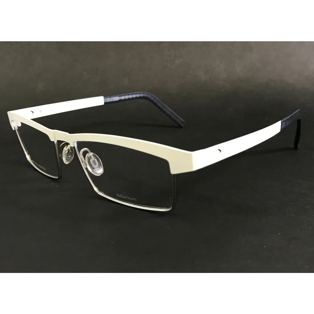 Blackfin Eyeglasses Frames BF674 STATEN COL.400 White Silver Rectangle 53-17-145
